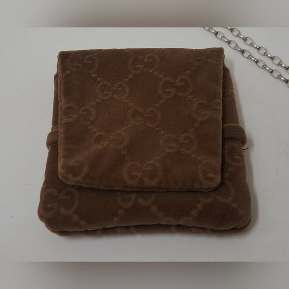 Gucci Women's Interlocking GG Logo Chain Necklace Sterling Silver AG 925 11" - Picture 3 of 16